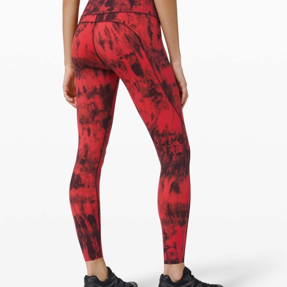 Lululemon Fast and Free Tight II 25" Game Day Red Black Multi size 2 - Picture 2 of 10